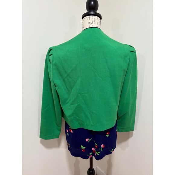 Vintage Green Blazer w/ Blue Cherry Top Size Medium - Picture 2 of 12